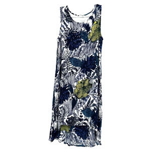 Desigual size eu 36 small sleeveless shift style floral print dress‎ white blue
